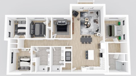 Floor plan for 5 beds, 3 baths, 1875 sqft